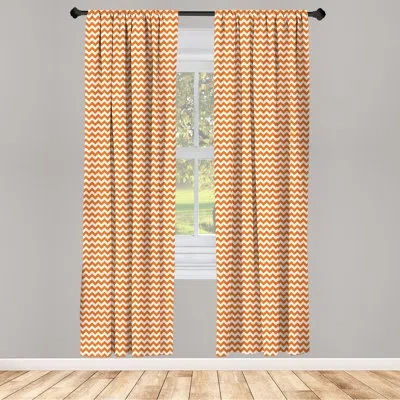 Ambesonne Chevron Semi-sheer Rod Pocket Curtain Panels In Orange
