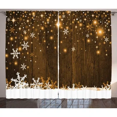 Ambesonne Christmas Decorations Rustic Wooden Backdrop With Snowflakes And Lights Warm Celebration Graphic Pri