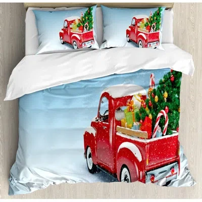 Ambesonne Christmas Duvet Cover Set In Blue,red