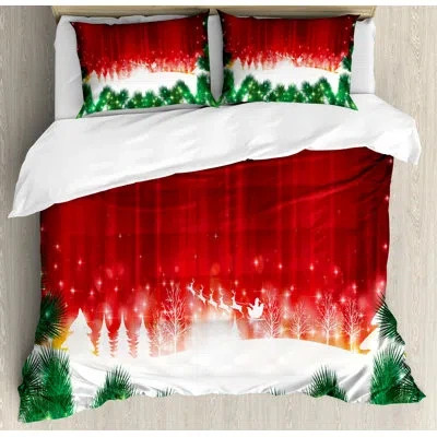 Ambesonne Christmas Duvet Cover Set In Red,green