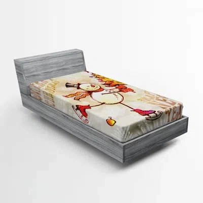 Ambesonne Christmas Fitted Sheet In Beige