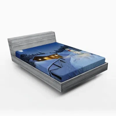 Ambesonne Christmas Fitted Sheet In Blue
