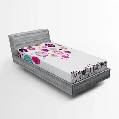Ambesonne Christmas Fitted Sheet In White