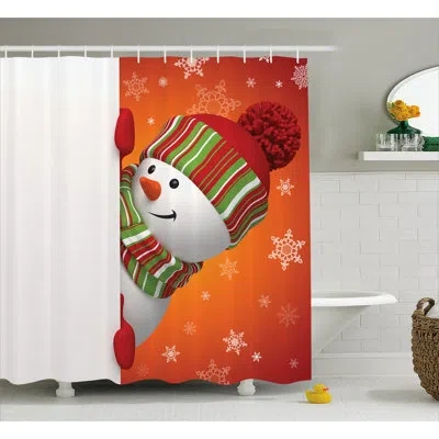 Ambesonne Christmas Funny Snowman Santa Single Shower Curtain