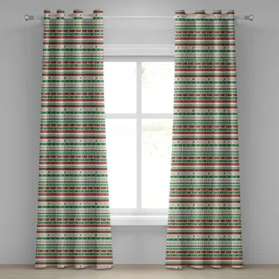 Ambesonne Christmas Grommet Curtain, Merry Christmas Words Xmas Ceremony Theme Design Borders, Decorative 2-pa