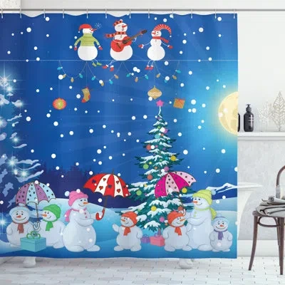 Ambesonne Christmas Shower Curtain Snowman Party  Multicolor