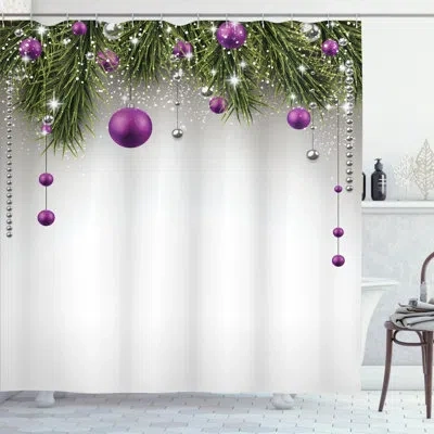 Ambesonne Christmas Tree Decorations Shower Curtain + Hooks