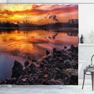 Ambesonne Colorful Shower Curtain Kansas City Scenery  Multicolor