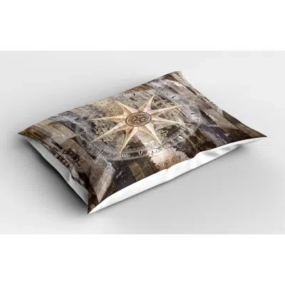 Ambesonne Compass Marine Life Sham In Brown;gray