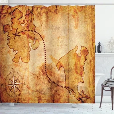 Ambesonne Compass Treasure Map Shower Curtain Set In Tan