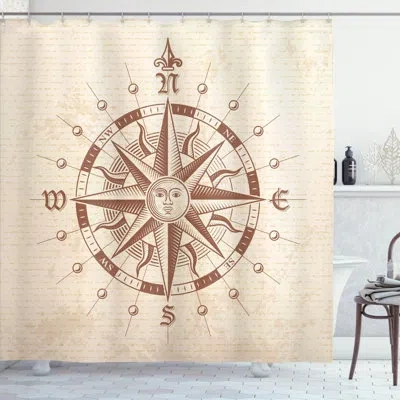Ambesonne Compass Vintage Ancient Shower Curtain Set In Tan Brown