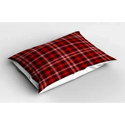 Ambesonne Country Plaid Sham In Black;red