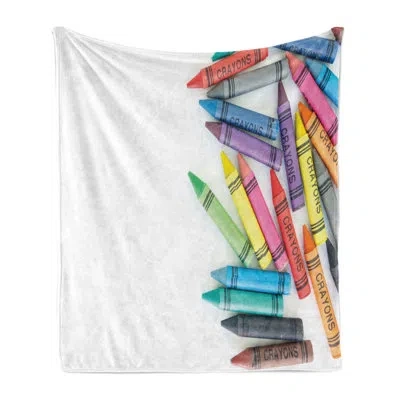 Ambesonne Crayon Fleece Throw Blanket Colorful Painting Crafts Multicolor