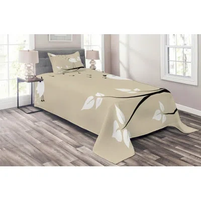 Ambesonne Cream Microfiber Farmhouse / Country Coverlet / Bedspread Set