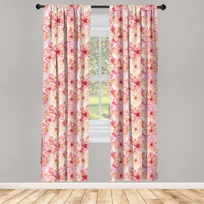Ambesonne Dahlia Flower Semi-sheer Rod Pocket Curtain Panels