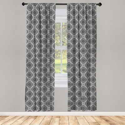 Ambesonne Damask Semi-sheer Rod Pocket Curtain Panels