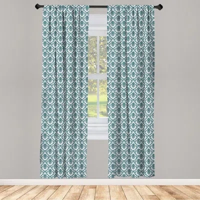 Ambesonne Damask Semi-sheer Rod Pocket Curtain Panels