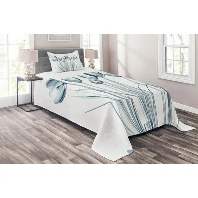 Ambesonne Dark Petrol Blue Microfiber Eclectic Coverlet / Bedspread Set