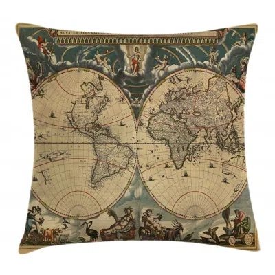 Ambesonne Dated Old Map Of World Indoor/outdoor 28" Throw Pillow Cover