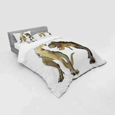 Ambesonne Dinosaur Duvet Cover Set In White;beige