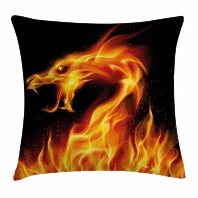Ambesonne Dragon Abstract Fiery Creature Square Pillow Cover