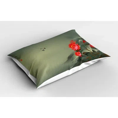 Ambesonne Dragon Dragonfly Sham In Gray;red