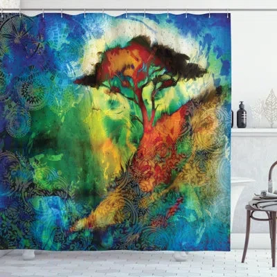Ambesonne Eastern Grunge Trees Shower Curtain + Hooks