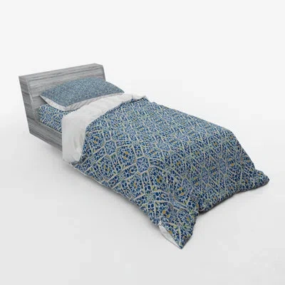 Ambesonne Ethnic Blue/beige Microfiber Eclectic Duvet Cover Set In Blue,beige