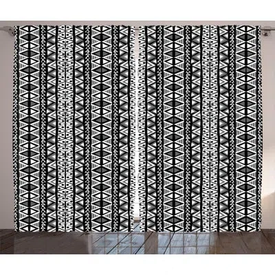 Ambesonne Ethnic Boho Aztec Pattern In Black And White With Western Effects Folk Design Graphic Print & Text S