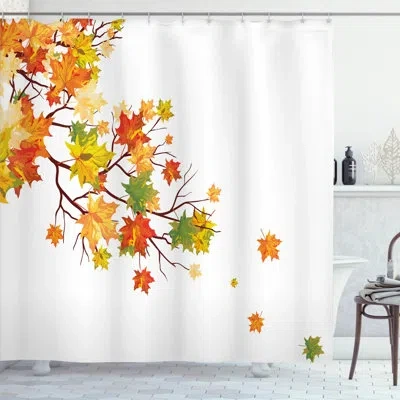 Ambesonne Fall Shower Curtain Set + Hooks In Yellow Orange