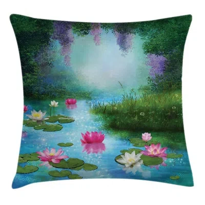 Ambesonne Fantasy Pond With Water Lilies Indoor / Outdoor 36" Throw Pillow Coverfantasy Pond With Water Lilies