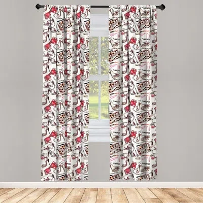 Ambesonne Fashion Semi-sheer Rod Pocket Curtain Panels