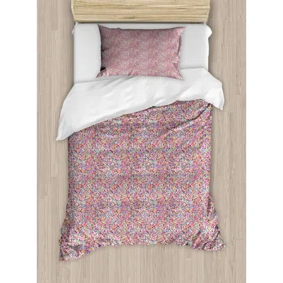 Ambesonne Fiesta Duvet Cover Set, Round Pattern, Twin, Multicolor In Blue;yellow;pink