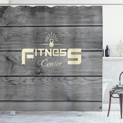 Ambesonne Fitness Shower Curtain Club Wood Planks  Pale Yellow Black Grey