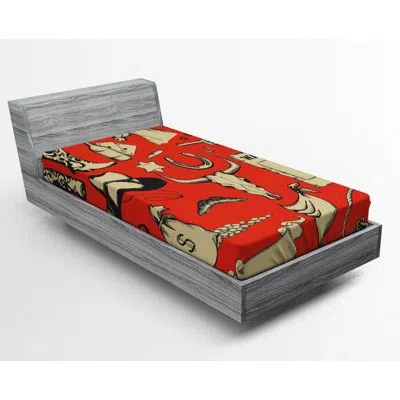 Ambesonne Fitted Sheet In Black;red
