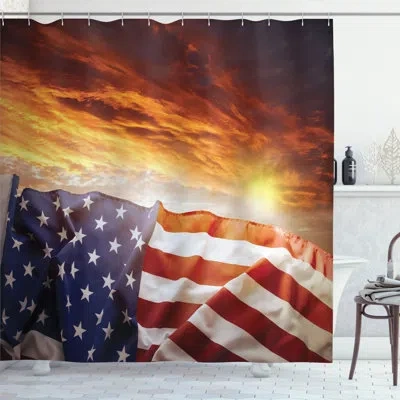 Ambesonne Flag And Sky Decor Single Shower Curtain