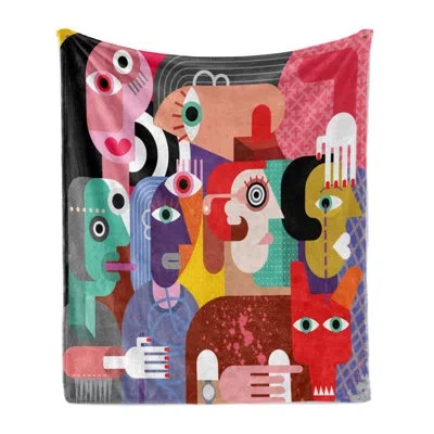 Ambesonne Fleece Throw In Blue;red;pink