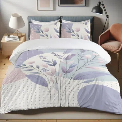Ambesonne Floral Duvet Cover Set Modern Boho Lavenders Print Pale Purple Eggshell In White;purple