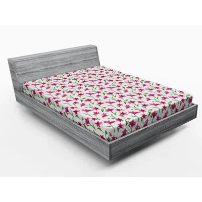 Ambesonne Floral / Flower Fitted Sheet In Green,pink