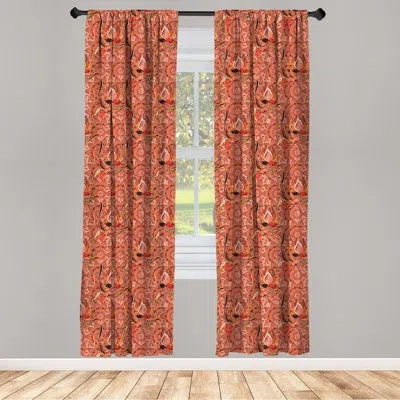 Ambesonne Floral Semi-sheer Rod Pocket Curtain Panels
