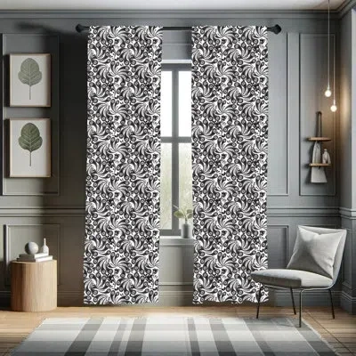 Ambesonne Floral Semi-sheer Rod Pocket Curtain Panels