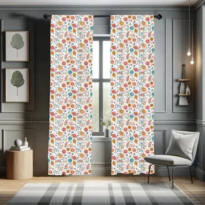 Ambesonne Floral Semi-sheer Rod Pocket Curtain Panels