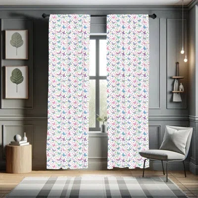 Ambesonne Floral Semi-sheer Rod Pocket Curtain Panels