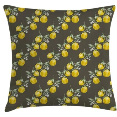 Ambesonne Floral Throw Pillow Cushion Cover, Lemon Branches With Petals Growth Essence Nature Themed Print, De