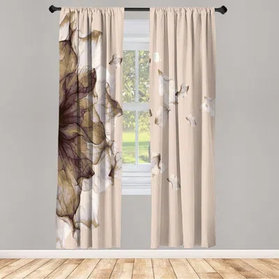 Ambesonne Flower Curtains Abstract Futuristic Petals Pair In Champagne Sepia