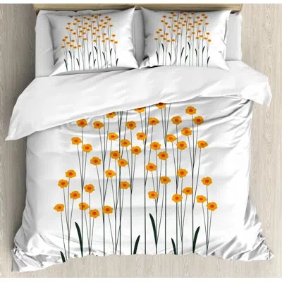 Ambesonne Flower Duvet Cover Set In Yellow,orange,black