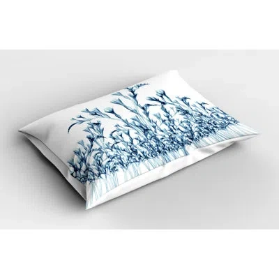 Ambesonne Flowers Flower Sham In Blue;gray