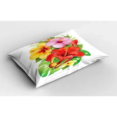 Ambesonne Flowers Hawaiian Sham In Green;red;yellow