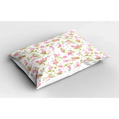 Ambesonne Flowers Shabby Flora Sham In Green;pink