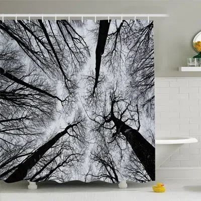 Ambesonne Forest Home Scary Winter Tops Of The Trees Dark Dramatic Silhouettes Enchanted Image Shower Curtain 